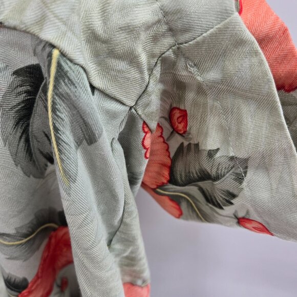 Havana Jack's Cafe Green Floral Crop Front Tie Retro Rayon Button Down Top XL - Picture 5 of 12